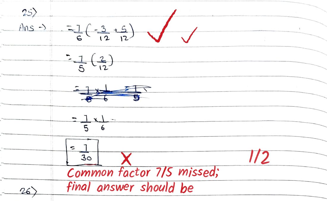 Q25 as checked by Evalezy: 1/2: “Common factor 7/5 missed”